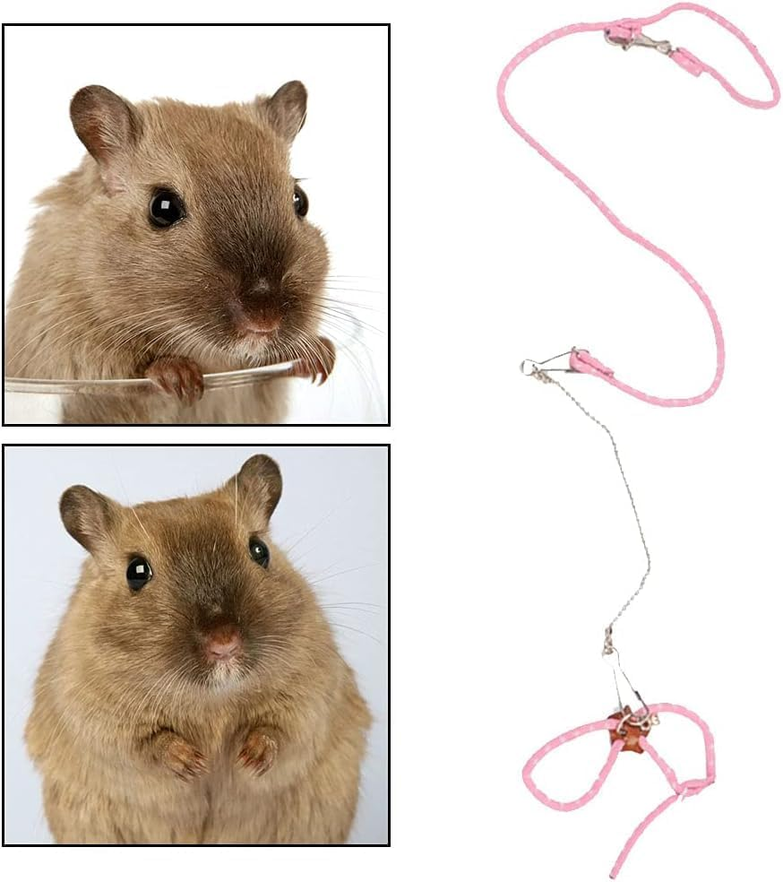 Pet Hamster Harness Hamster Harness Small Animals Harness Rope Adjustable Small Animal Lead for Guinea Pig Bird Parrot Mouse Hamsters Squirrel (Pink, One Size) image number 6