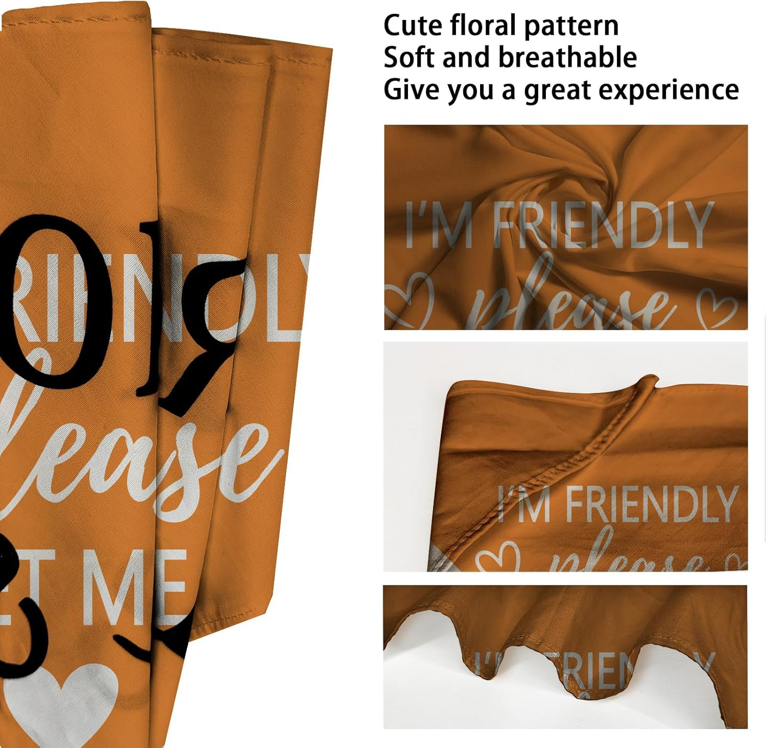Arricraft 1 Pc Pet Dog Bandana, Orange Cotton Triangle Pet'S Bandana "Please Pet Me" Words Heart Washable Scarf Bibs Accessories Chief for Large Dogs and Pets Lovers 55X55X78Cm