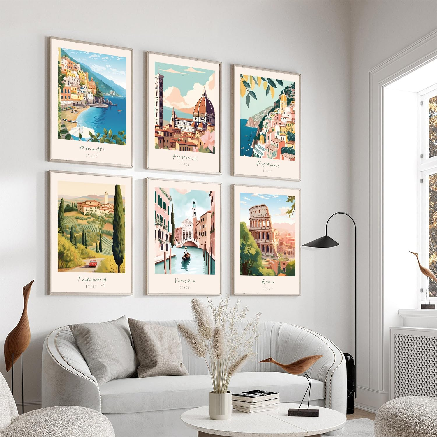 FEOFTIE Vintage Travel Posters Italy Amalfi Coast Wall Art Retro Posters Set of 6 Italian City Wall Art Landscape Poster Beach Painting Venice Rome Wall Art for Bathroom 8X10 Inch Unframed image number 5