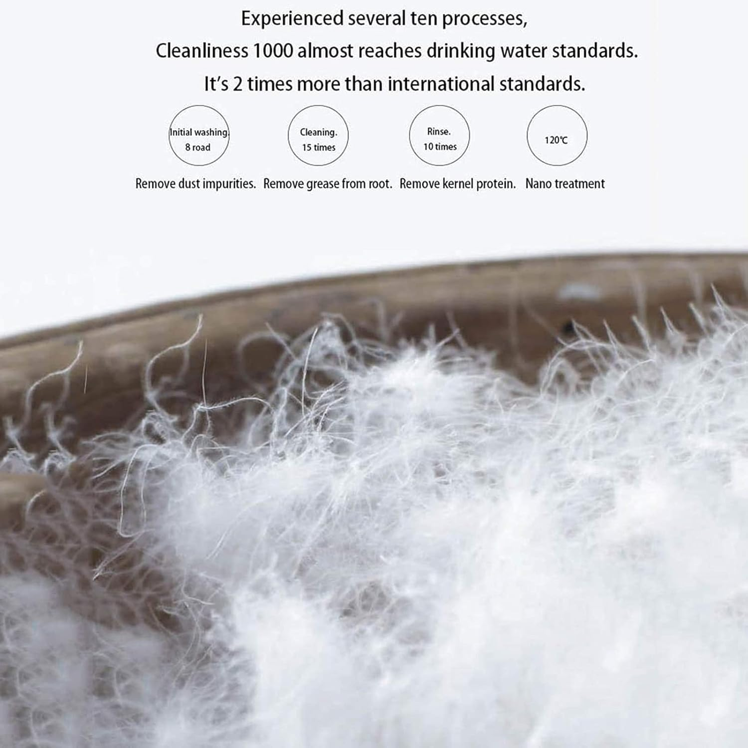 2 Pcs Goose down Pillow, Luxury Australia 100% White Goose down Pillow, Cotton Fabric, Luxury 900 Fill Power, King Size,Coffee image number 2