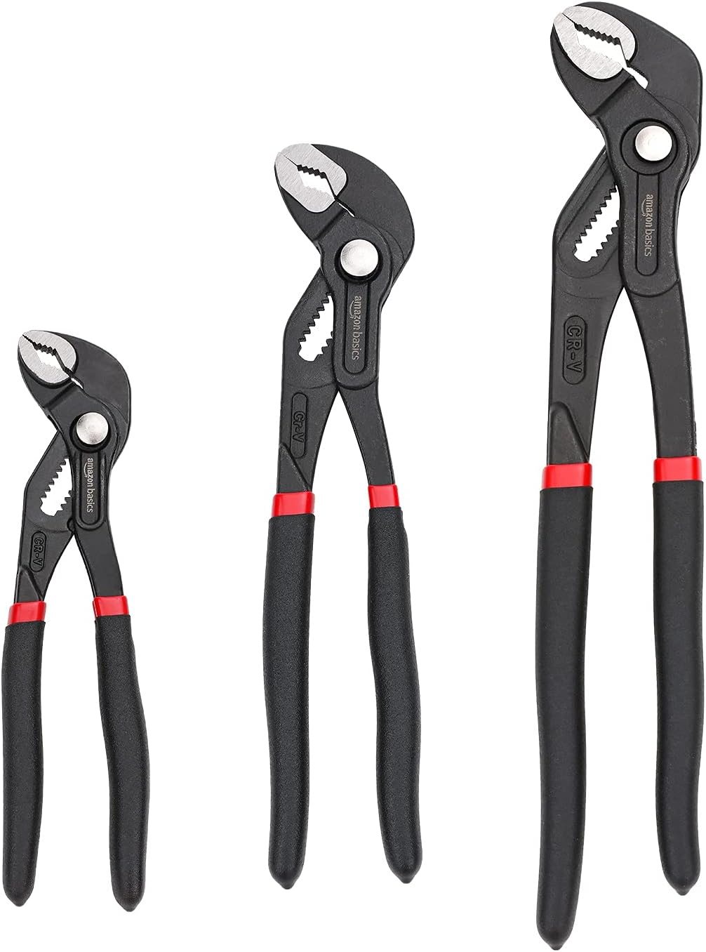 Amazon Basics 3-Piece Quick Release Groove Joint Pliers Set - Drop Forged Chrome Vanadium Steel, Includes 17.78Cm,25.4Cm, and 30.48Cm image number 4