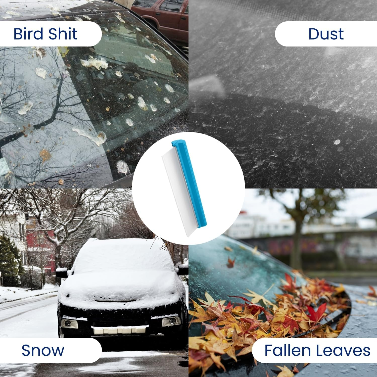 HOMESHOPA Flexible Silicone Water Blade Squeegee Window Wiper Car Glass Drying T-Bar Quick Water Remover from Windscreen Professional Cleaning image number 6