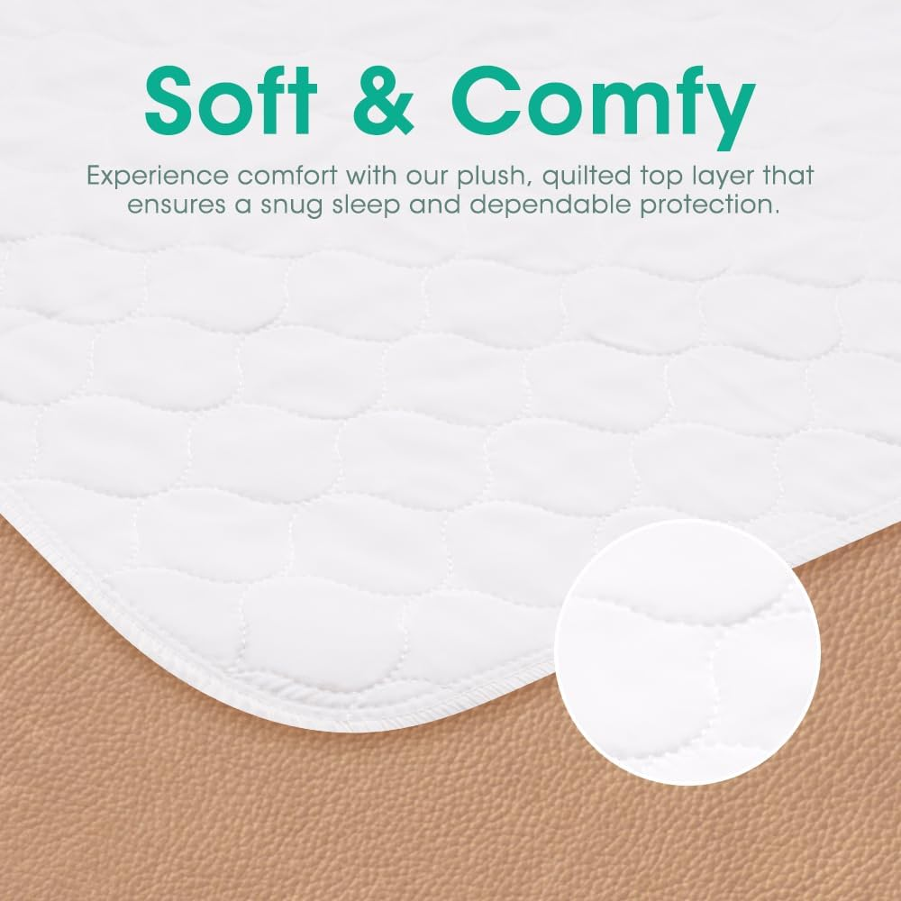 ZUNI Bed Pads Washable Waterproof, Reusable Waterproof Mattress Protector for Adults, White, 183X 86CM (Pack of 2) image number 2