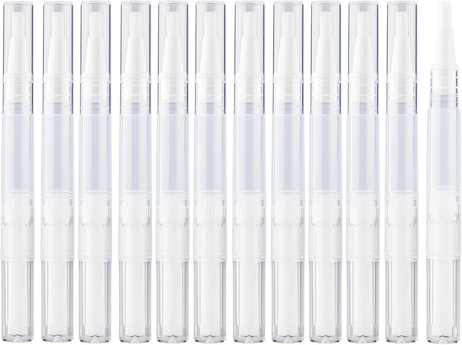 12 Pcs 3Ml Empty Nail Oil Pens, Disposable Transparent Cosmetic Twist Applicators with Brush Tip for Cuticle Oil Lip Gloss and Eyelash Serums image number 2