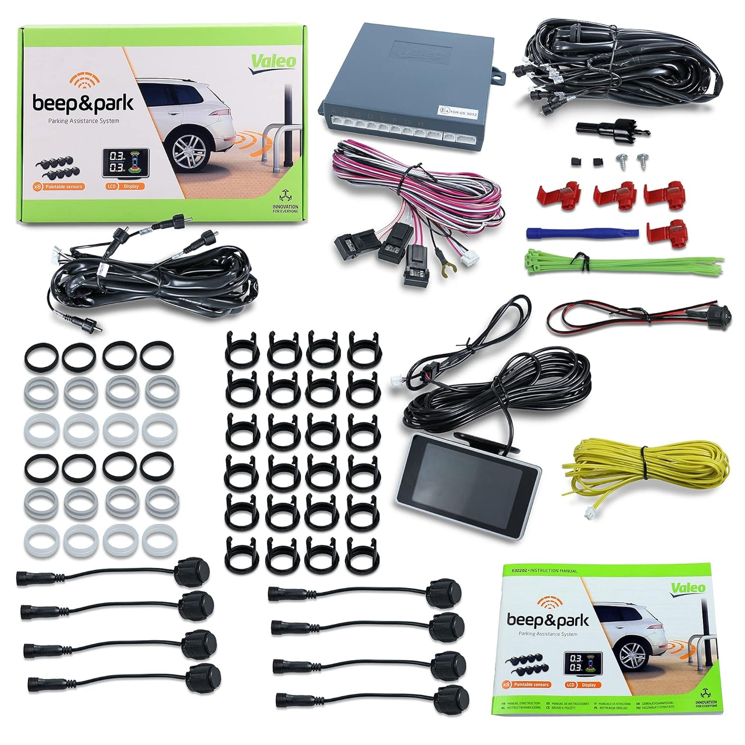 VALEO Beep and Park Parking Assistance Kit with 8 Sensors and LCD Display - Front and Rear Mounting 632202 image number 3
