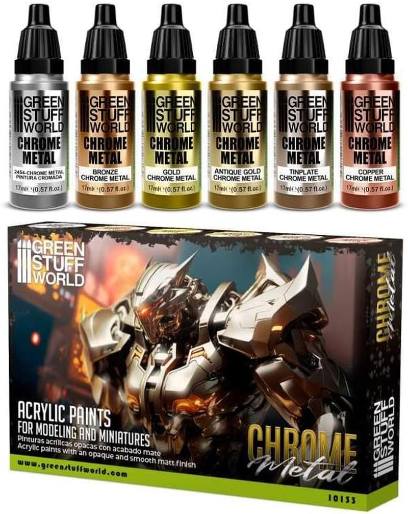 Green Stuff World for Models & Miniatures Chrome Paint Set 10133