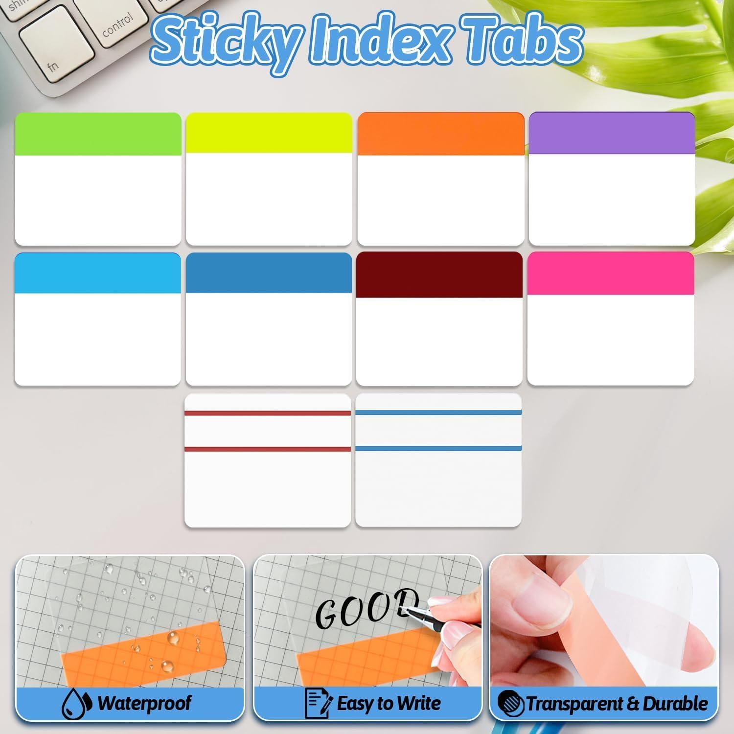 Sticky Notes Tabs 400 Pieces Page Markers Tab, 10 Colours Adhesive Strips Tabs 5.1X4.1 Cm Repositionable Reading Index Tags Self-Adhesive Tape Flags for Books, Binders, Notebook and File Folders - Multicolor image number 5