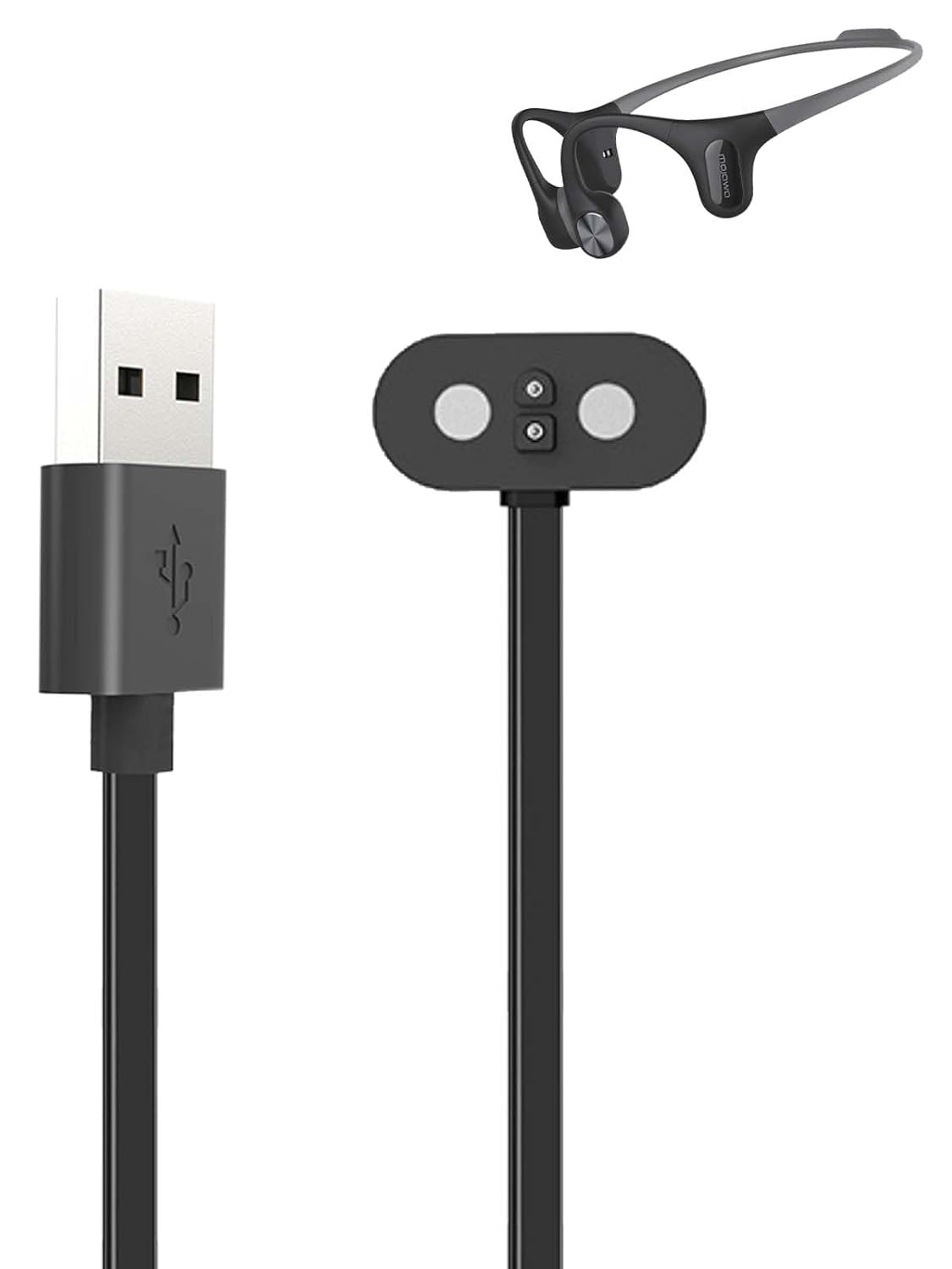 NOUKAJU Charger for Mojawa Run Air (Mojo 2) Bone Conduction Headphones, Magnetic USB Charging Cable 1.96Ft/60Cm,Charger Cable for Mojawa Run Air Mojo 2 Open Ear Headphones(Black) image number 6