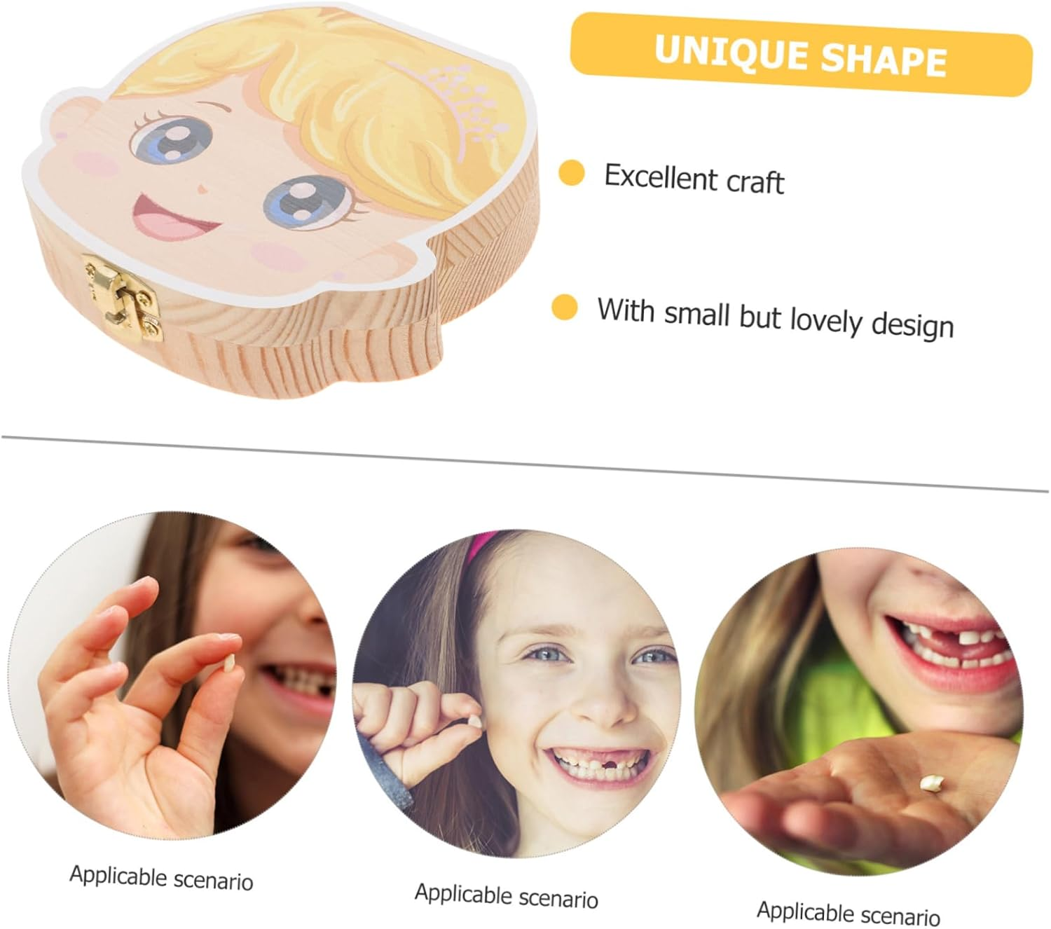 Iplusmile Deciduous Tooth Box for Boys and Girls First Tooth Storage Case Wooden Keepsake Organizer Newborn image number 5