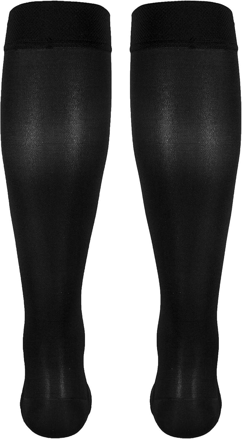 Truform Women'S Compression Stockings, 20-30 Mmhg, Knee High Length, Open Toe, Opaque, Black, Medium image number 5