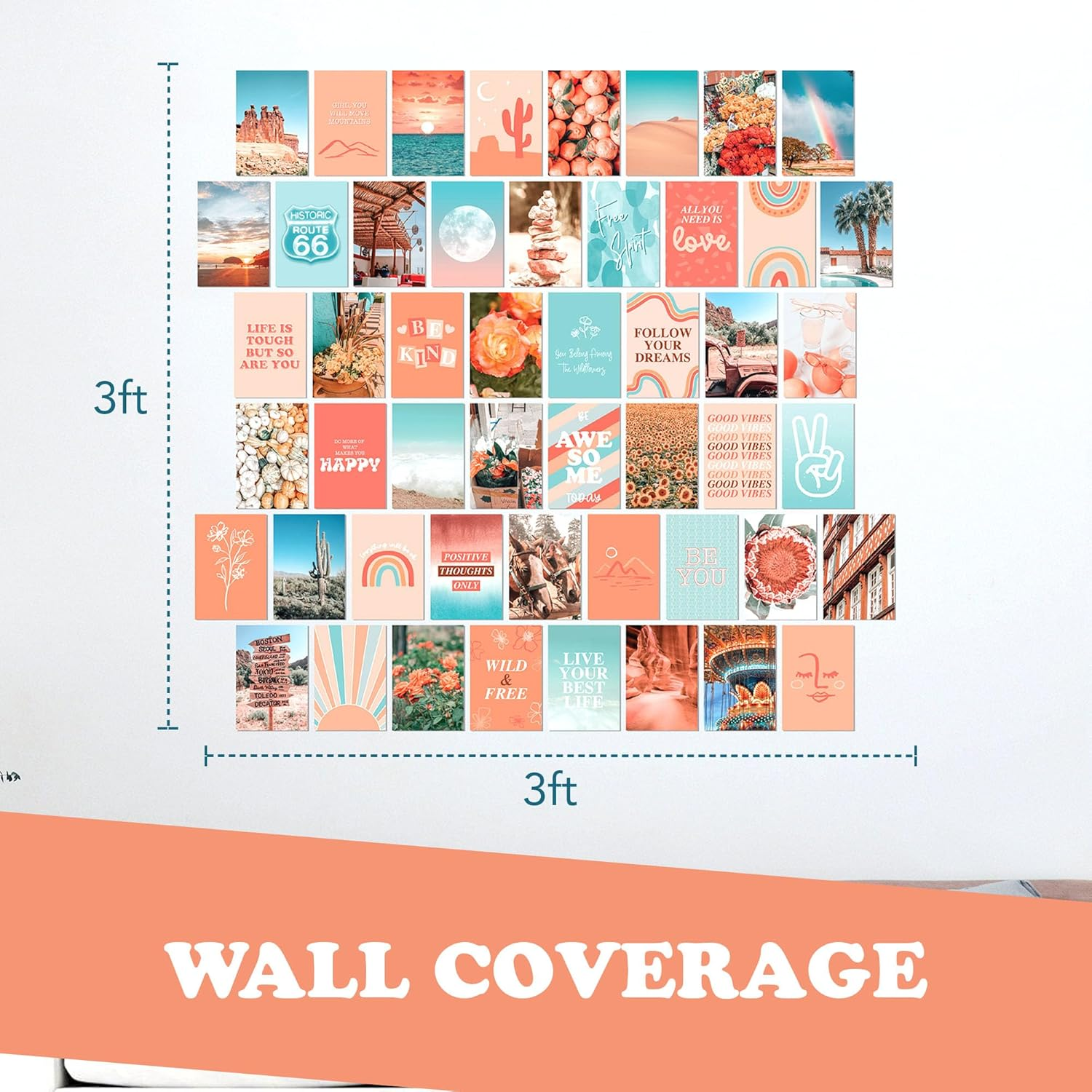 Artivo Peach Wall Collage Kit, Preppy Room Decor Aesthetic Pictures Wall Decor, Cute Picture Collage, Preppy Pictures for Wall, Teen Girls Room Decor, Cute Bedroomwall Decor, 50 Set 4X6 In image number 2