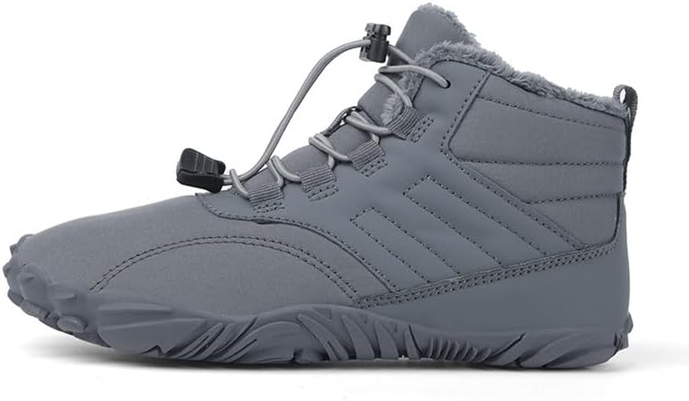 Winter Barefoot Shoes for Men and Women, Slip Resistant, Warm, Lightweight, Waterproof, Wide Toe Hiking Boots, Snow Boots