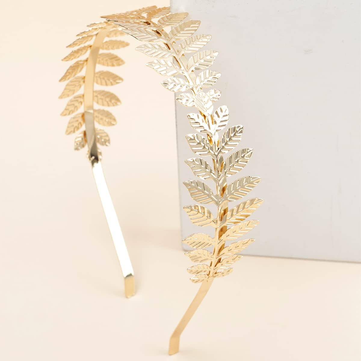 2PCS Dainty Leaf Tiara Headband for Bridal and Roman Goddess Style image number 2