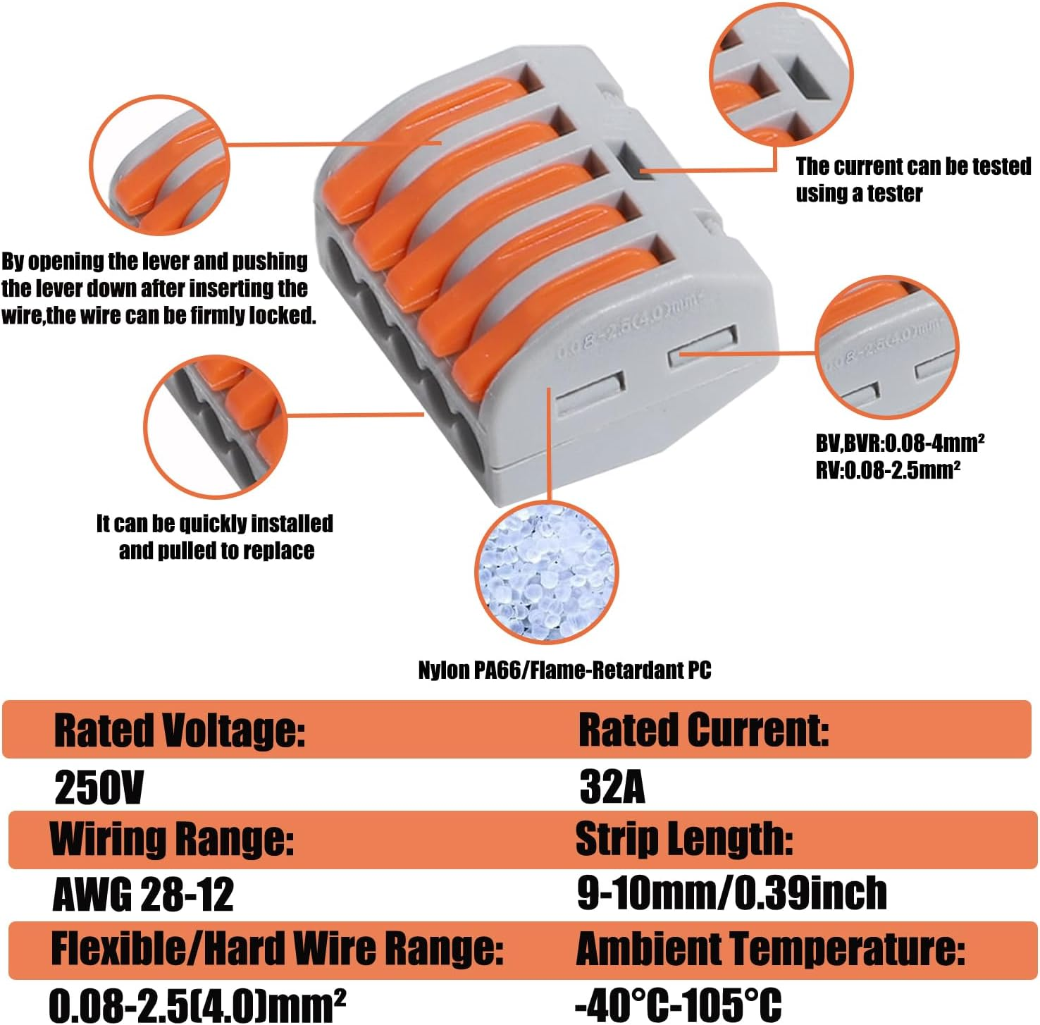 Lever Nuts Wire Connectors Assortment Kit 28-12 AWG Splitter Stripper Crimping Tool 2 3 5 Conductor Combination Compact Multi Electrical Quick Disconnect Wiring Splicing