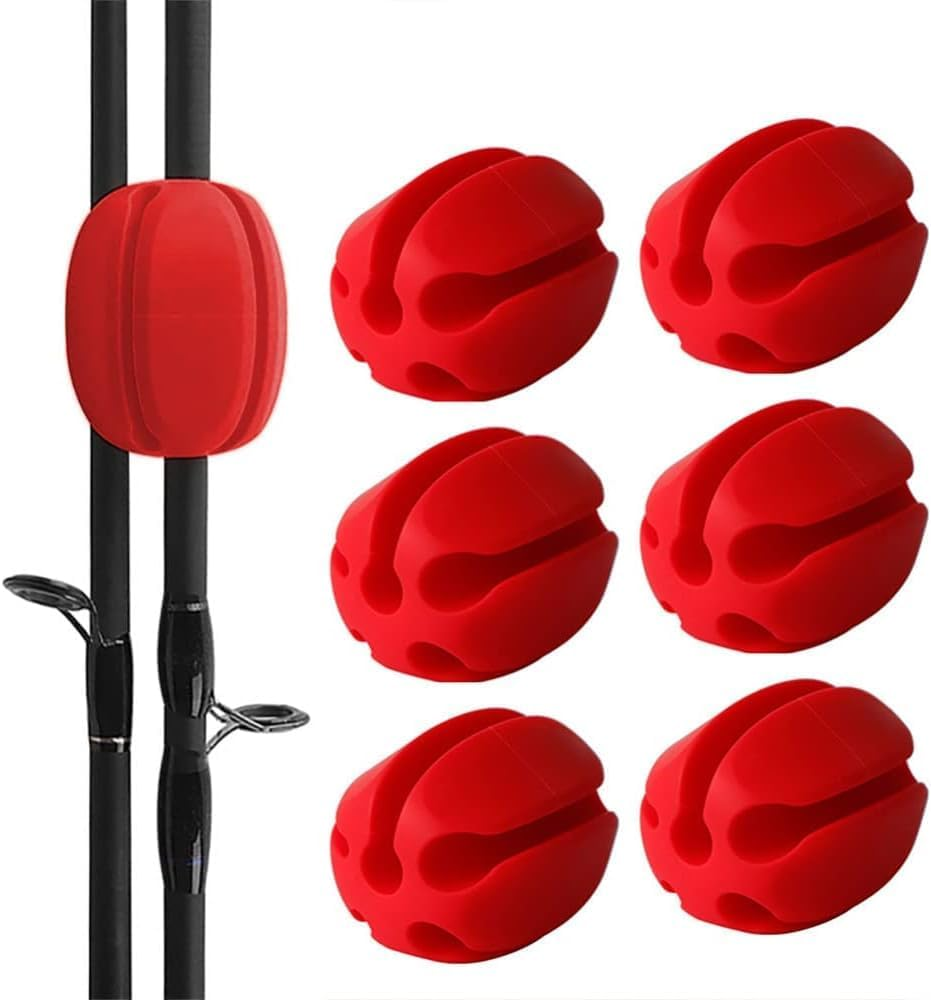 10Pcs Silicone Fishing Rod Holder Straps, 5 Hole Portable Fishing Rod Fixed Ball, Rubber Fishing Pole Clips Fly Fishing Accessories