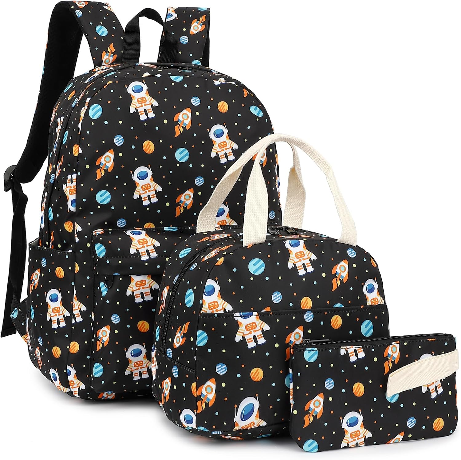 Girls School Backpacks for Kids Teens, 3-In-1 School Bag Bookbags Set with Lunch Bag Pencil Case