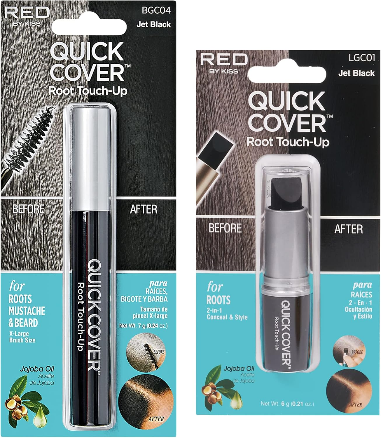 Kiss Quick Cover Grey Hair Touch Up, Root Touch Up, Moisturise and Shine, Brush Type & Stick Type Set (Jet Black) image number 3