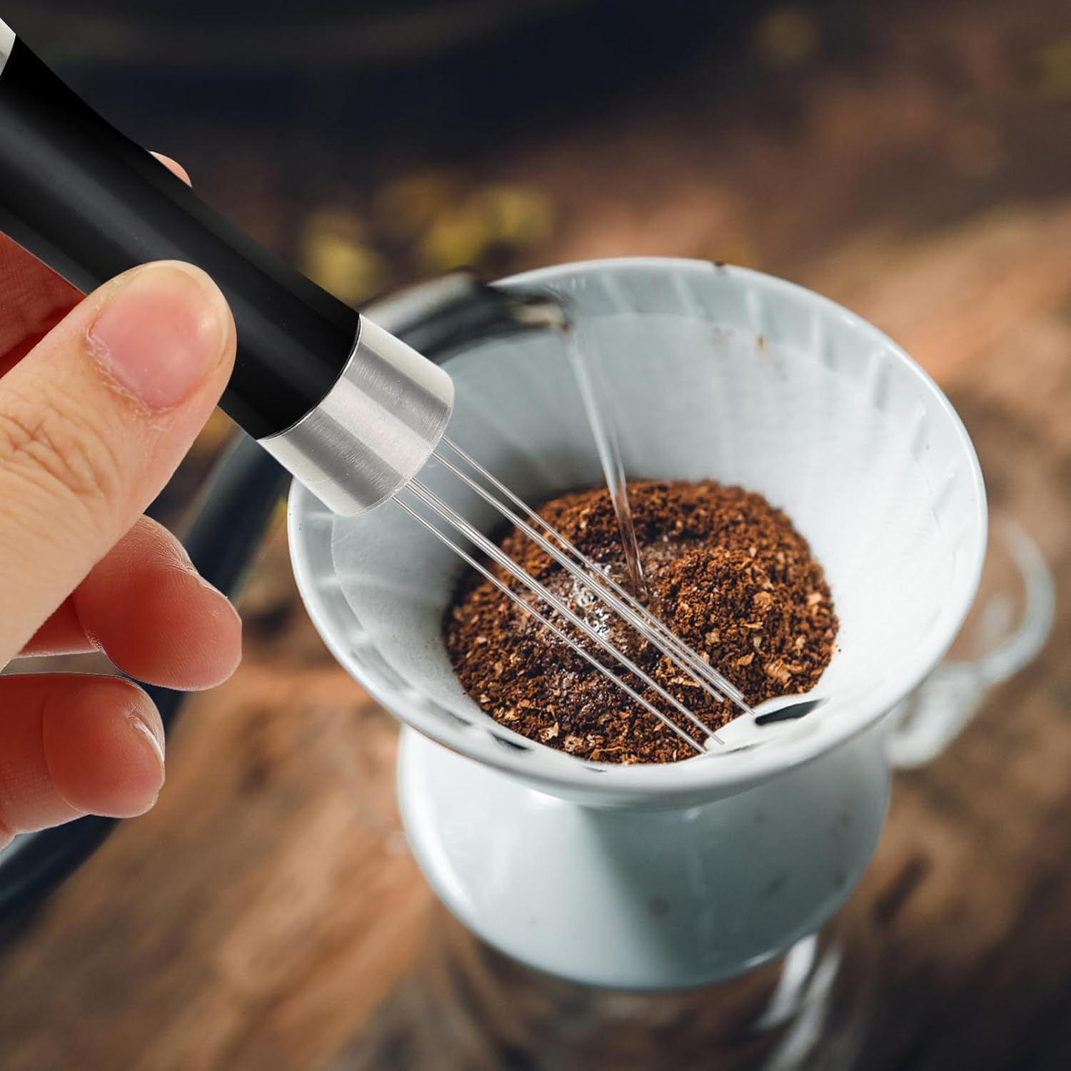 HOMSFOU Espresso Stirrer Coffee Powder Distribute Needle Espresso Accessory Stirrer Stand Stainless Steel Versatile Tool image number 6