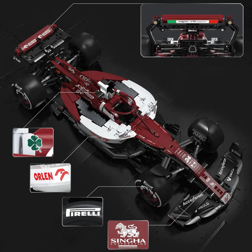 Cada Alfa Romeo Formula 1 C64005W, MOC Technical Car Building Blocks Kit Simulating V6 Engine, F1 Super Car for Adults and Teens (1868 Pieces) image number 1