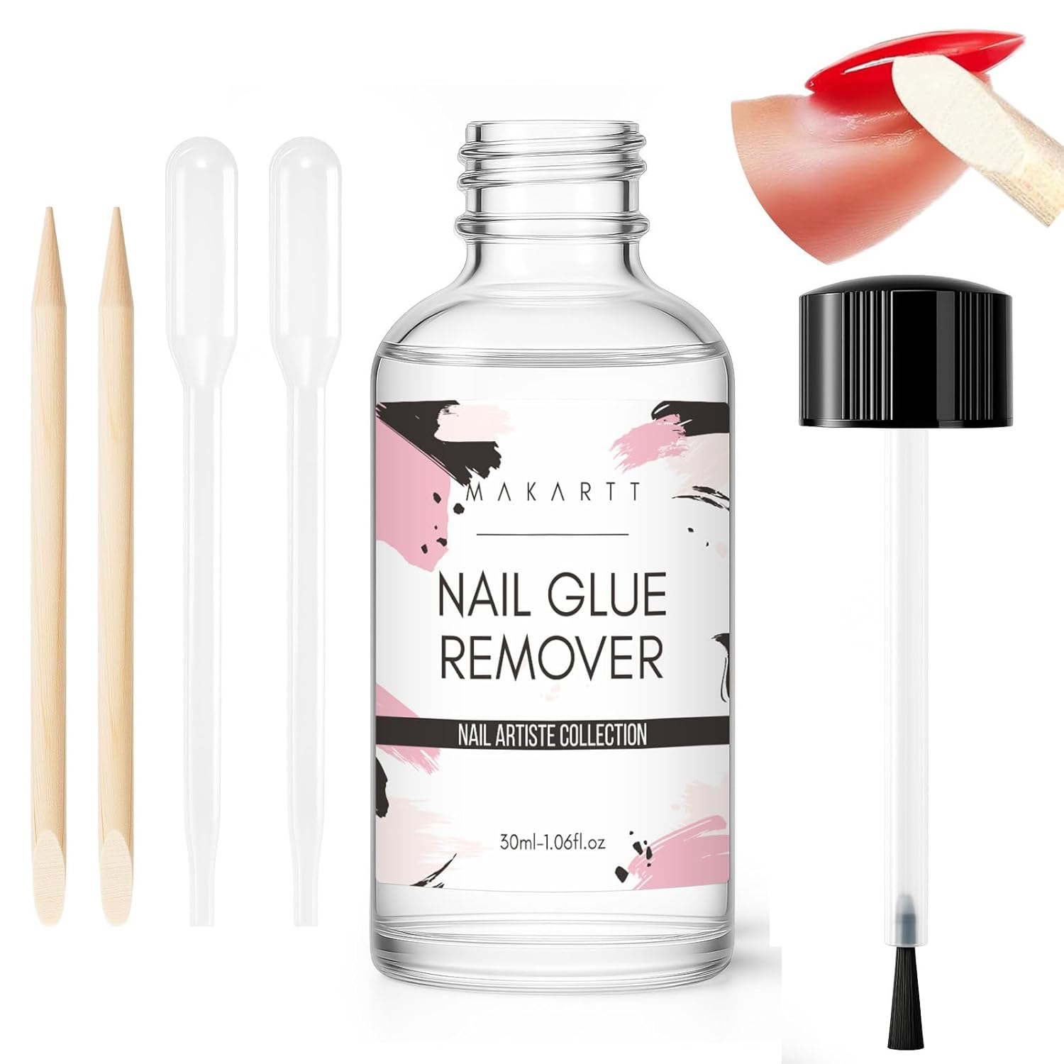 Makartt Nail Glue Remover for Press on Nails - 30ML Glueoff Easy Removal Versatile Debonder for Glue on Tips, Regular Polish, Quick Glues and Semi-Cured Sticker DIY Manicure Supply image number 2