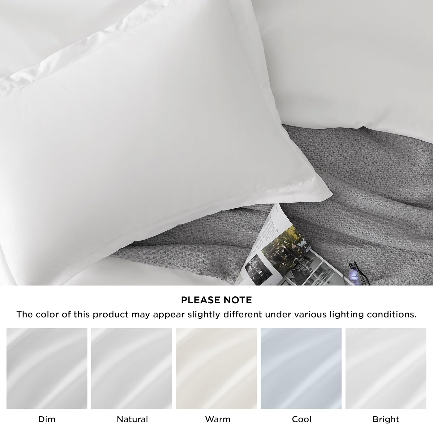 Bedsure Quilt Cover Super King Size - 1200TC Soft Double Brushed Bedding Set for Kids & Adults, Zipper Closure, 3 Pieces, Includes 1 Doona Cover (270X240 Cm) & 2 Pillow Shams, NO Comforter, White image number 6