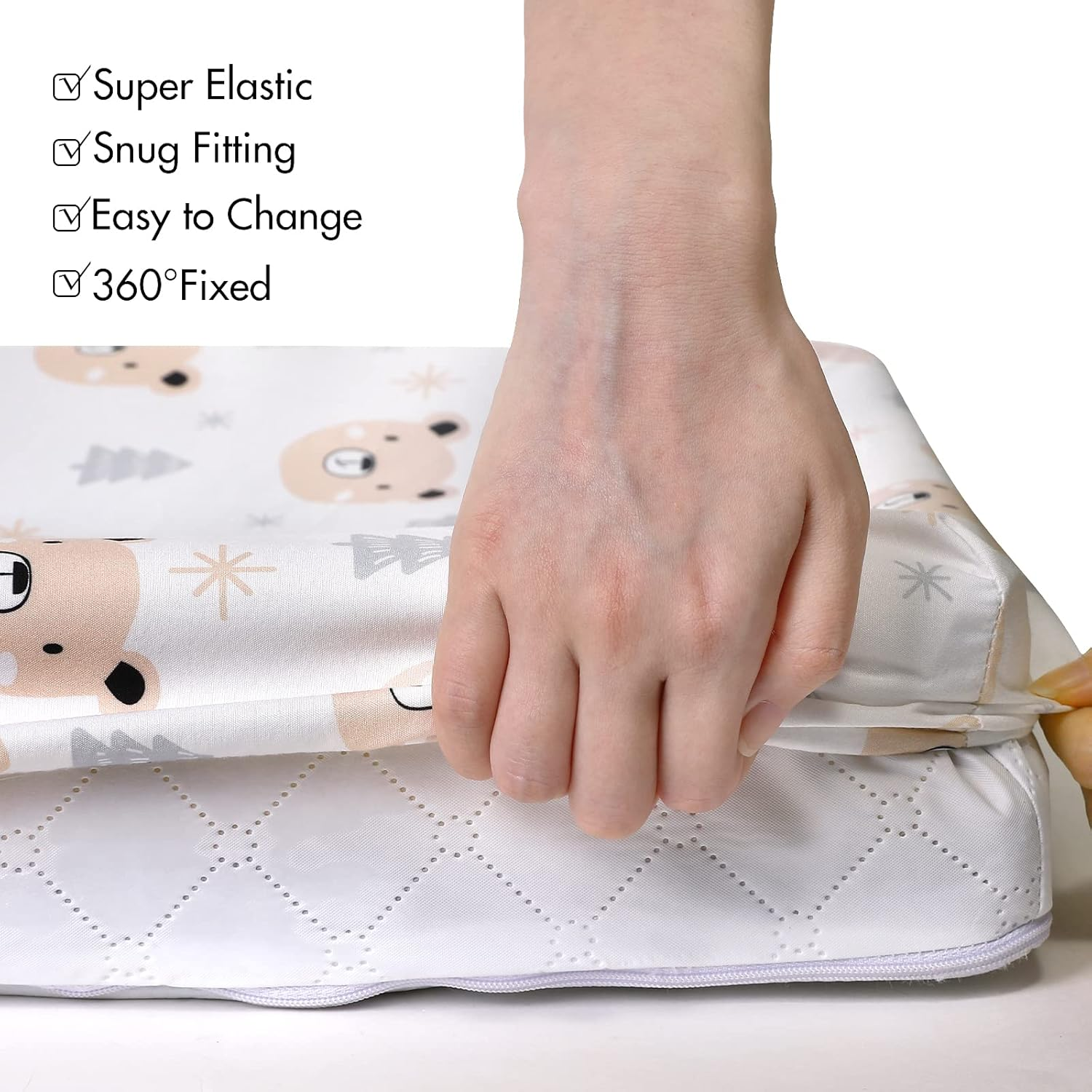 Gllquen Baby Bassinet Sheets 4 Pack, Breathable Cozy Fitted Mattress Sheet, Elastic Travel Crib Fashionable Floral Pattern, Standard Cradle Safe Sheets for Baby Boy Girls 32"X16"(Rainbow) - Deer  Rose image number 2