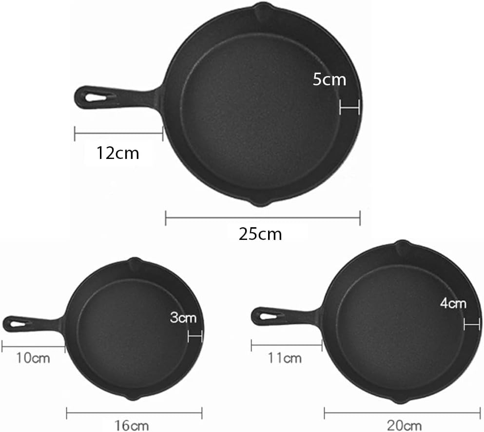 MTSDM Cast Iron Skillet Set, Non Stick Frying Pans Sets, Pan Cookware Set, Kitchen Dinner Set Utensil Pans, BBQ Induction Cookware Frypan, Steak Skillet, with Scald-Proof Gloves and Oil Brush image number 6