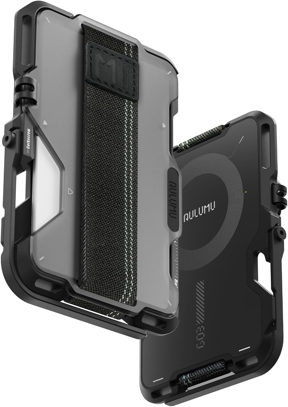 Aulumu G03 Transparently Magnetic Wallet Card Holder | Magnetic Wallet Compatible with Magsafe | Multi Function - Mobile Phone Stand/Grip | Bottle Opener | RFID Shielding Card - Translucent White