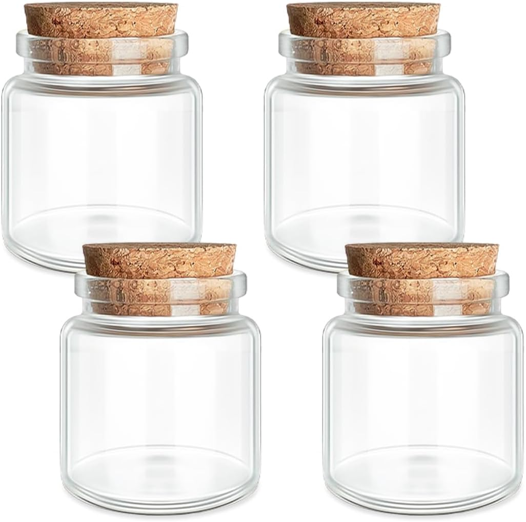 JIUYUE 15 Pcs 50 Ml Glass Bottle with Cork,Jars with Cork Lids(1.7 Oz-1.85X1.96 Inch) image number 3