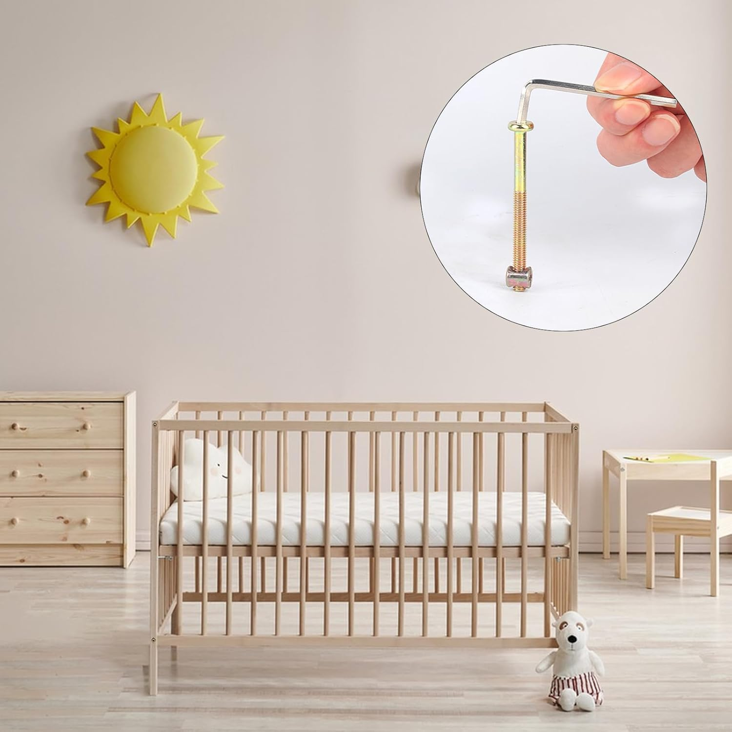 Eisbiek M6 X 50Mm Bunk Bed Bolts, 6 Pack Hex Drive Socket Cap Barrel Screws Bolt Nuts Assortment Kit with 1Pcs Wrench for Furniture Bed, Zinc-Plated. (Zinc-Plated, 6 Set M6X50) image number 1