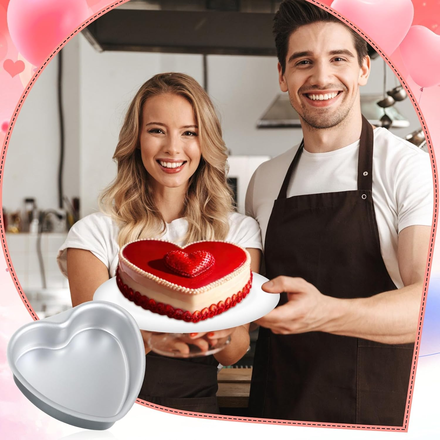 2 Pack Cake Pans, Heart Shaped Cake Pans, Aluminum Deep Springform Cake Pan Set with Removable Bottom DIY Baking Mold Tool for Wedding Party Birthday Valentines image number 3