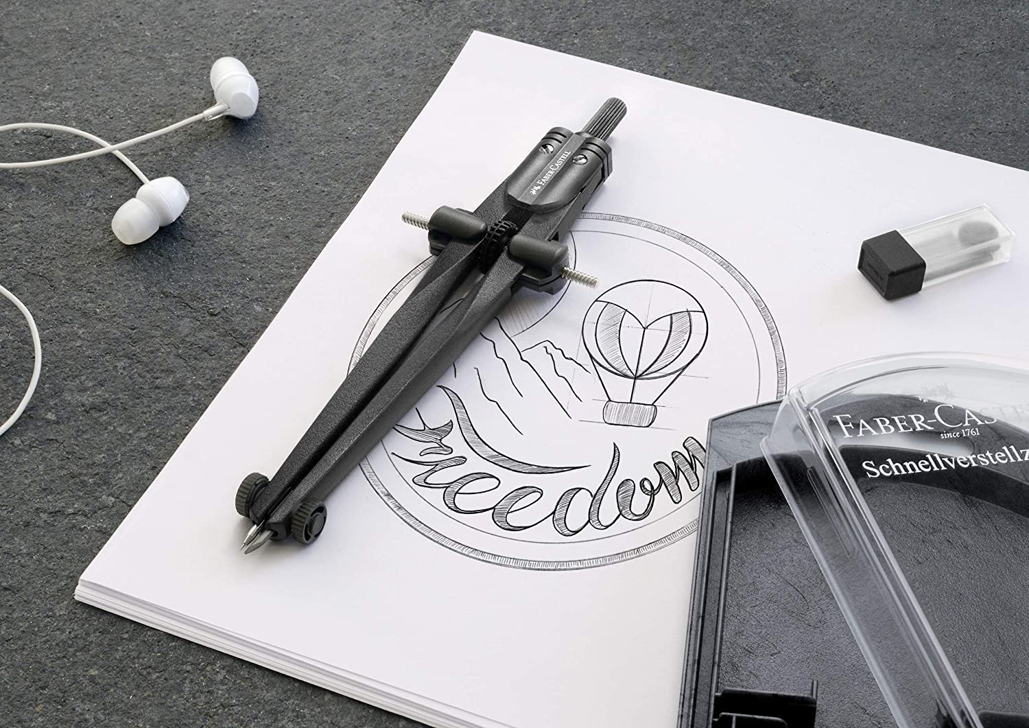 Faber-Castell Quick Set Compass, Black Stone (74-174530) image number 5