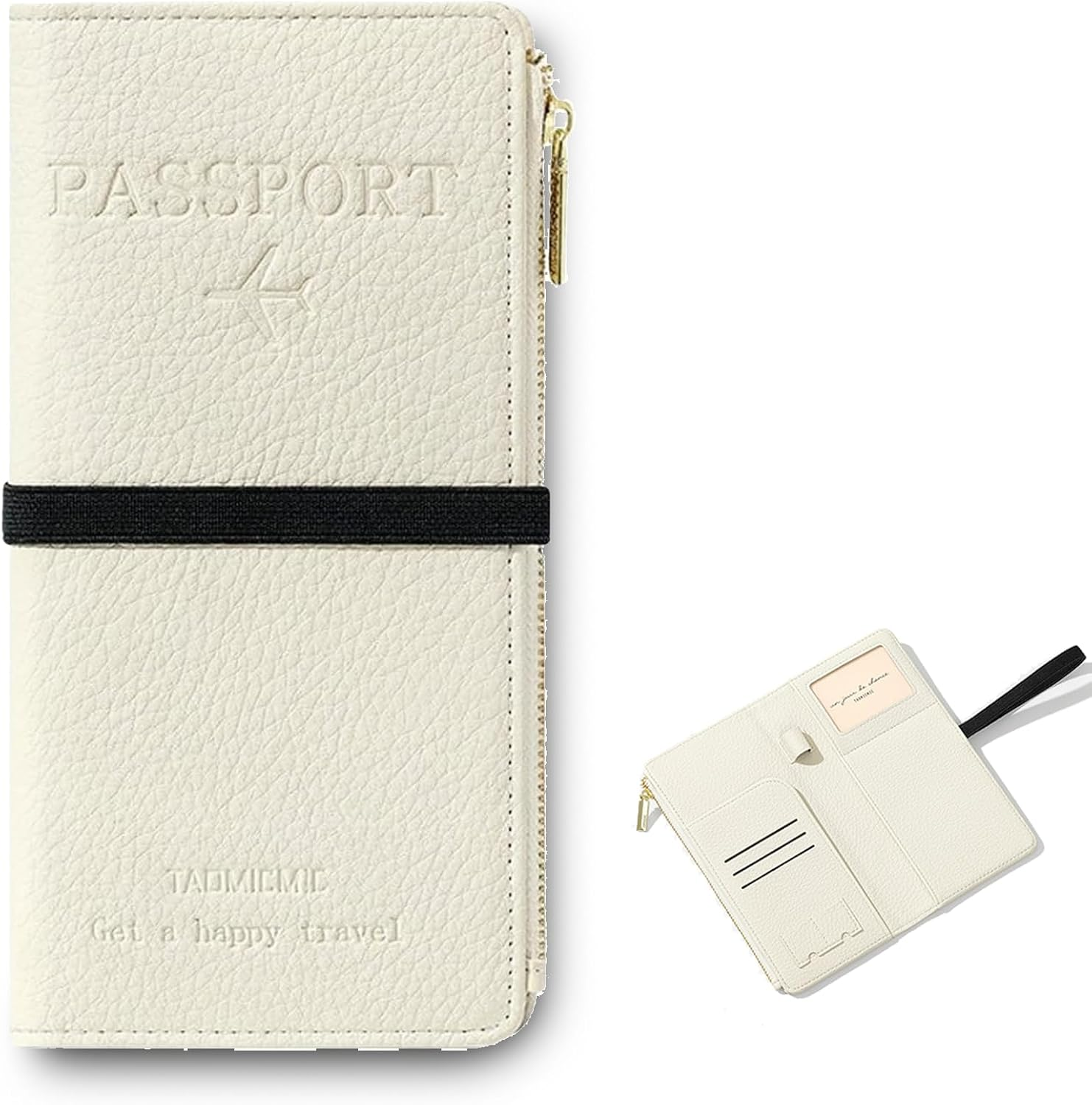 Rylaxzon Waterproof Leather Passport Holder & Passport Wallet, Passport Cover, RFID Passport Holder for Women & Men with Zipper Pocket, Card Slots and Phone Compartment (Pink)