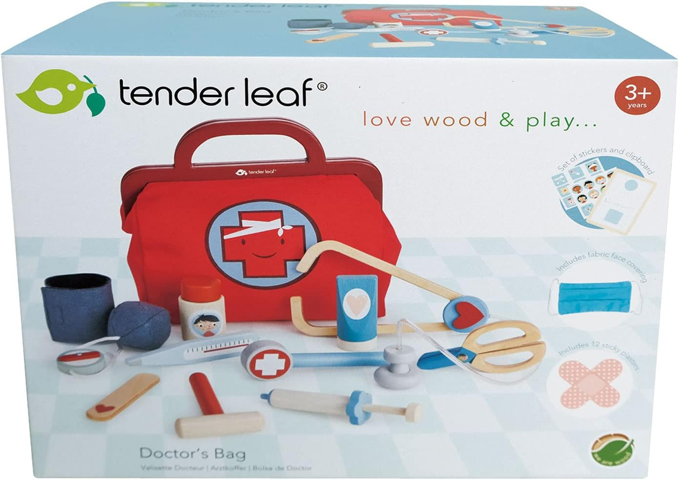 Tender Leaf Toys Doctor'S Bag - Wooden Pretend Play Medical Kit for Children Practice Roleplay and Early Learning Development
