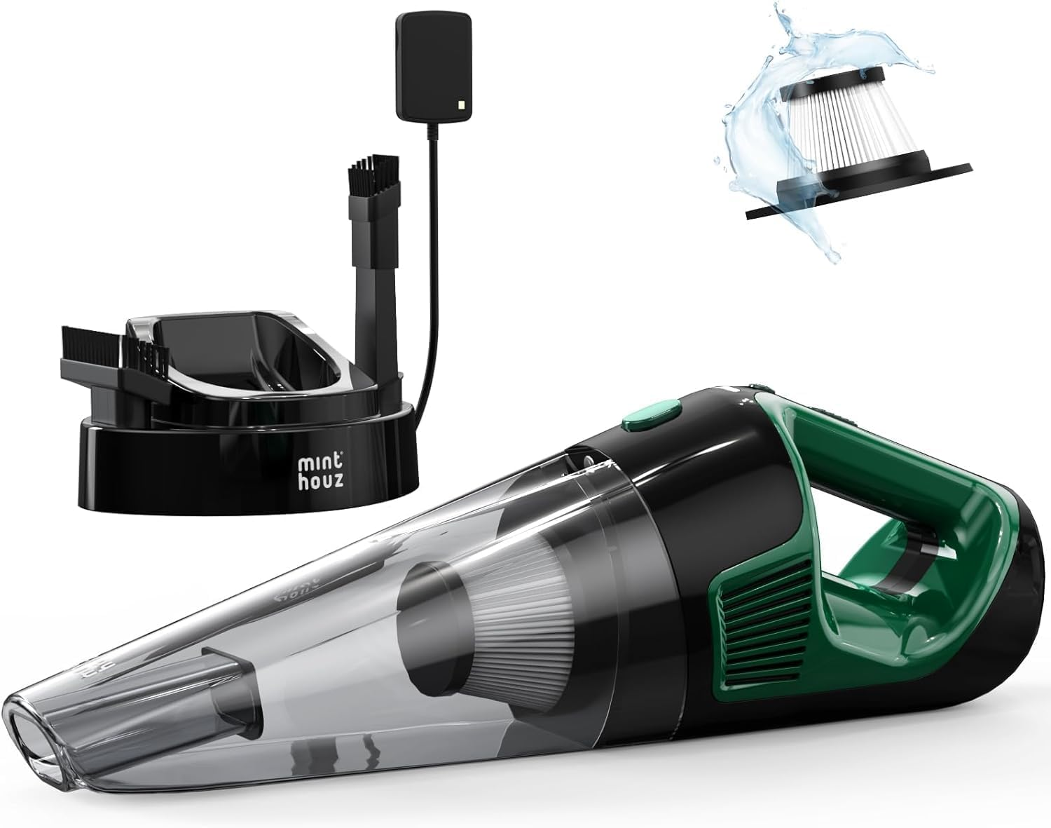 Minthouz Cordless Handheld Vacuum Cleaner,【Charging Dock Version】 9000Pa Strong Suction Dust Buster with 120W Motor, Portable Hand Vacuum, LED Light for Car, Home & Office Cleaning image number 4