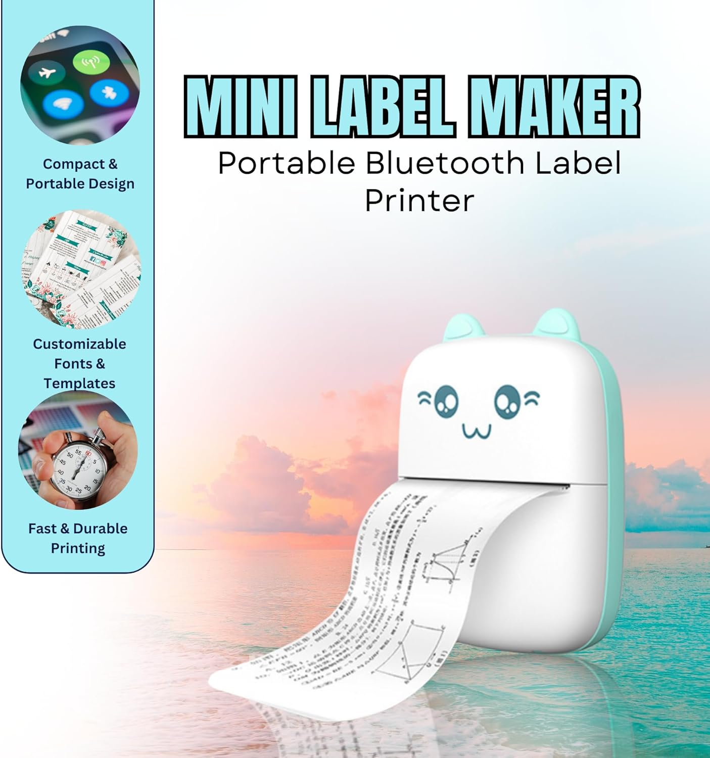 Mini Label Maker - Portable Bluetooth Label Printer with Tape - Compact & Rechargeable for Home, Office, and Organization - Easy-To-Use Smart Label Maker for Storage and Crafting image number 5