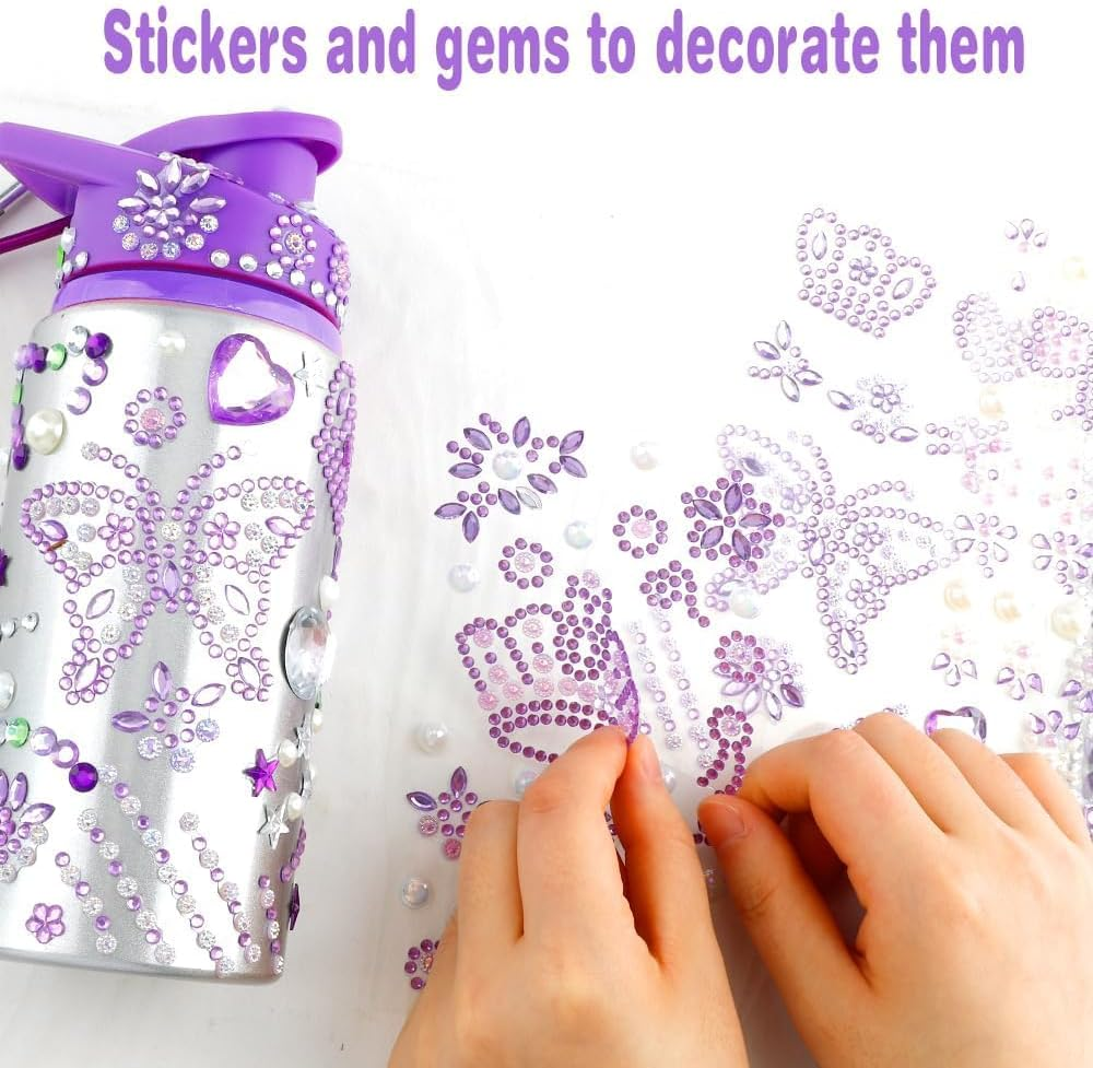 Kids Gift Girls Decorate Your Own Water Bottle for Girls Arts and Crafts for Kids Ages 8-12 Toys for Girls 8-10 Year Old Girl Gem Stickers Kit Ideas Birthday Gift