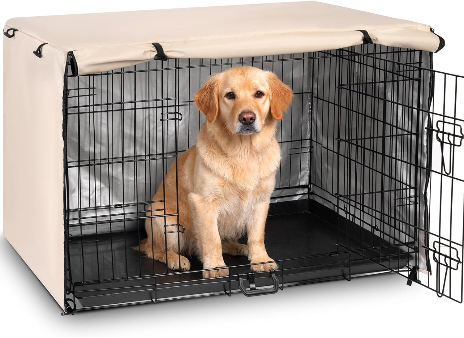 Kefit Dog Crate Cover 42 Inch, Kennel Cover for Dog Cage, Beige