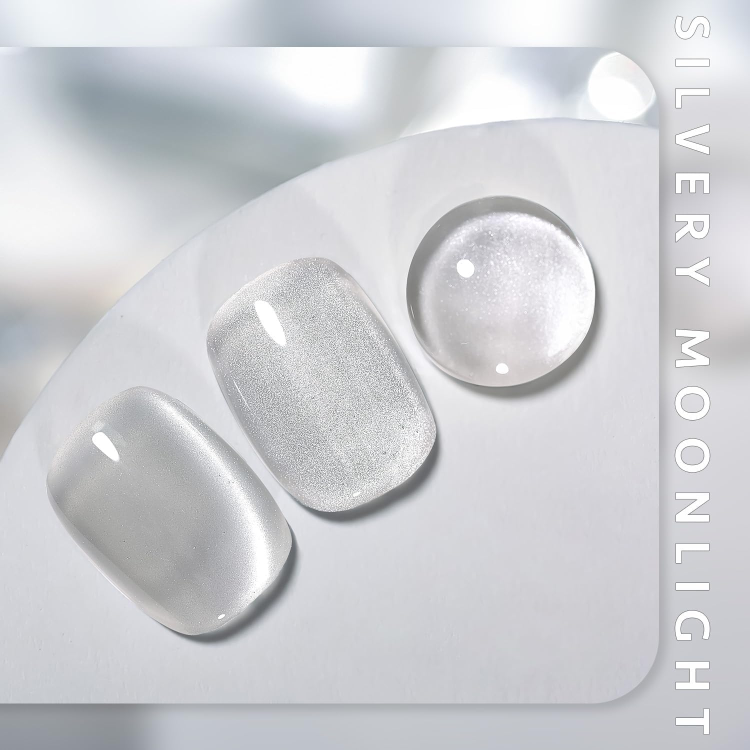 Vishine 16Ml Cat Eye Gel Nail Polish &ndash; Glitter Holographic Magnetic Gel, Reflective Translucent UV Gel, Silvery Moonlight (H002) image number 4