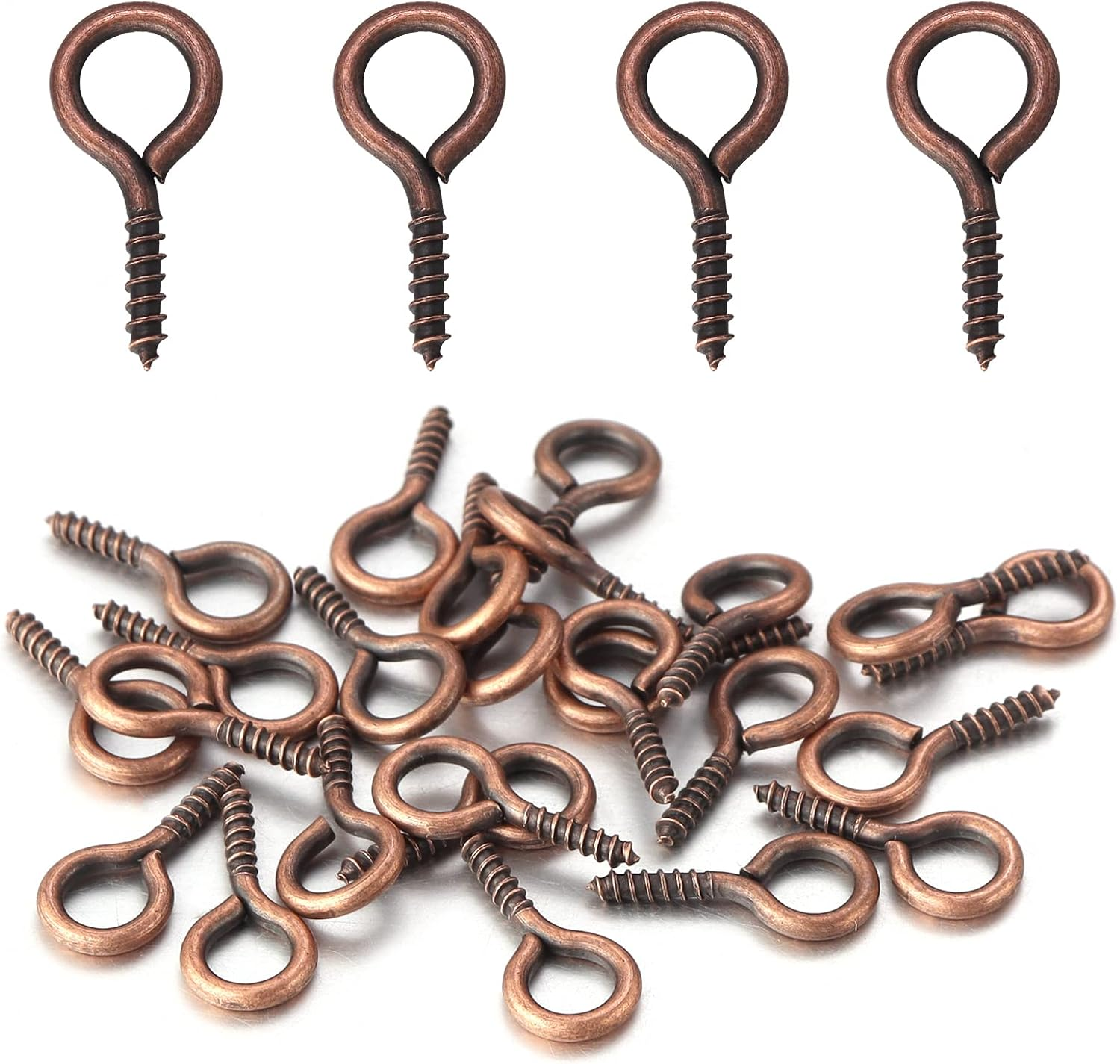 200 Pcs Metal Screw Eye Pins Hooks 7X14Mm Heavy Duty Screw Eye Pins for DIY Jewelry Making Rhodium Plated Eye Bolt Arts & Crafts Project image number 1