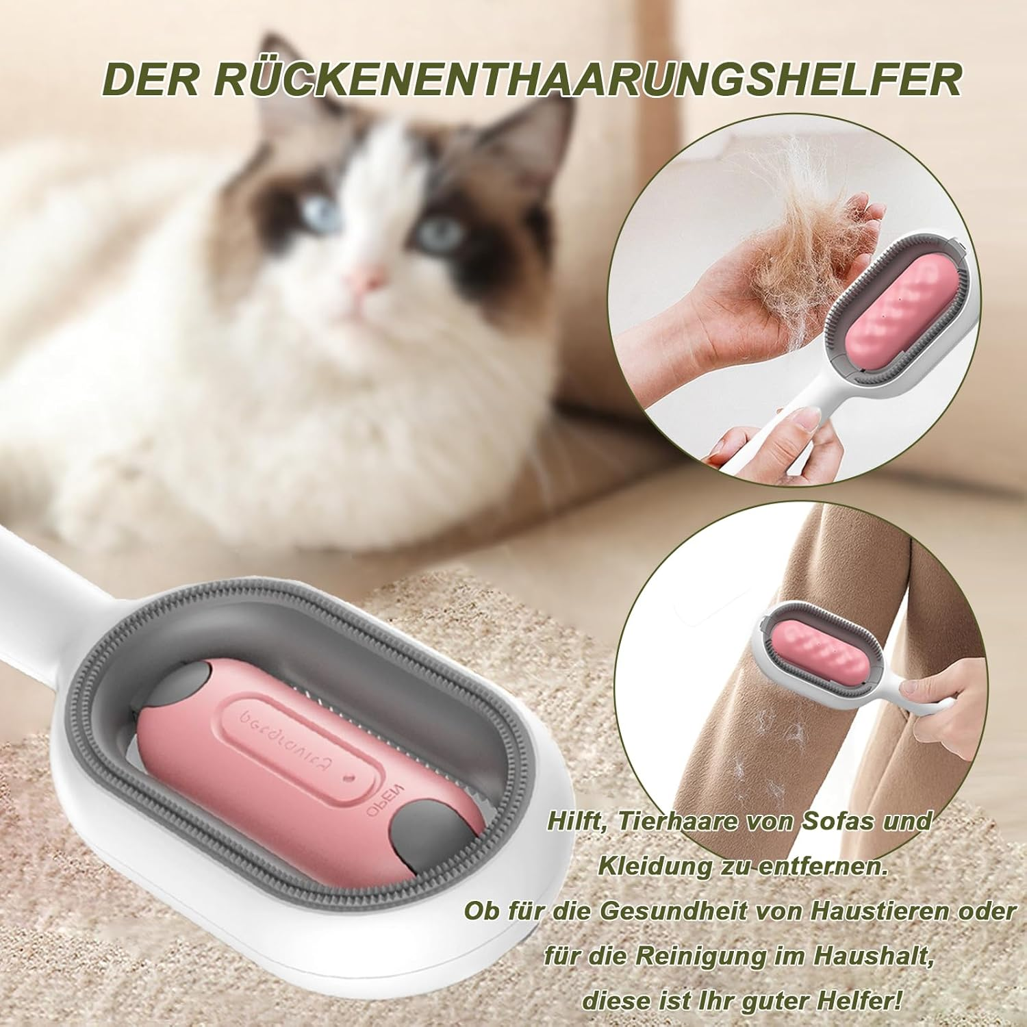 Pet Hair Removal Comb with Water Tank, Cat Brush Short Hair with Water Cleaning Brush for Pet Hair, Multifunctional Pet Hair Remover Brush 3 in 1 (Short Hair, Pink) image number 6