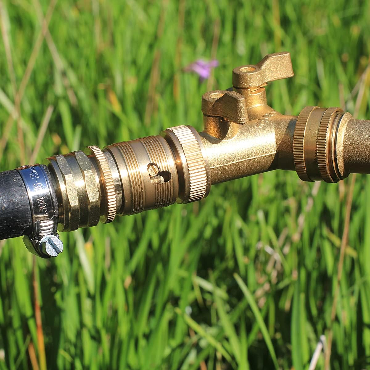 Garden Hose Quick Connect Solid Brass 3/4 Inch GHT External Thread Easy Connect Fittings No-Leak Water Hose Male Quick Connector and Female Product Adapters (6 SETS) - 3 Sets image number 2