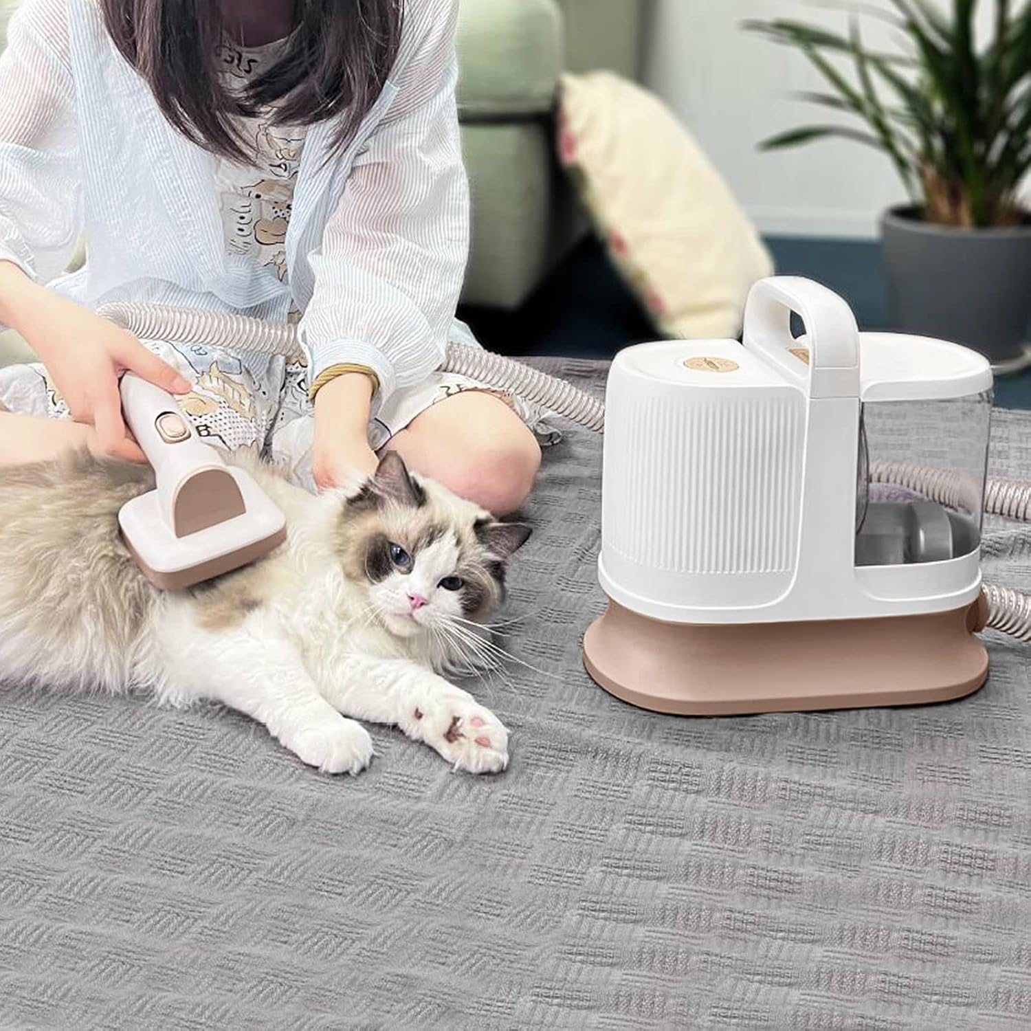 Pet Scene Dog Grooming Kit,6 in 1 Dog Grooming Vacuum Cleaner Hair Remover Clipper Deshedding Slicker Brush Trimmer Pro Groomer 3 Suction Levels,With 5 Professional Tools