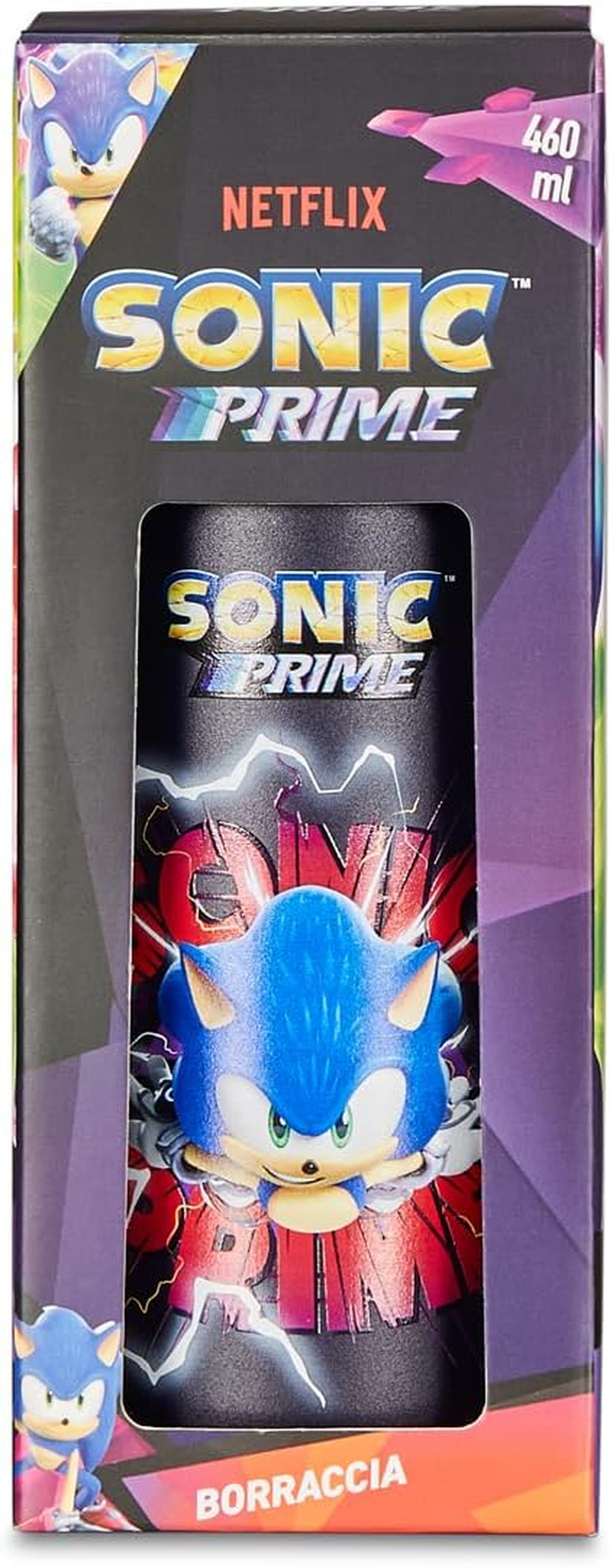 Sonic Thermos Flask Blue and Red - Kids with Straw 460Ml BPA Free for Nursery Primary School - Stainless Steel Temperature Resistant up to 24 Hours