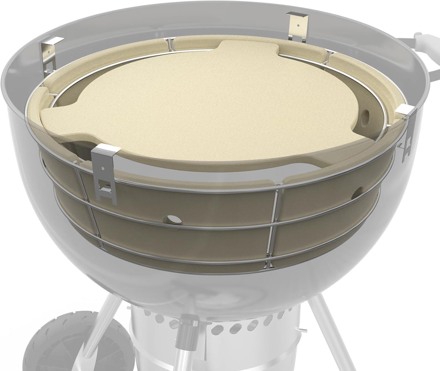 Only Fire Charcoal Firebox Kit,Stainless Steel Charcoal Ash Basket with Ceramic Heat Stone,Bbq Accessories for Weber 22-Inch Kettle Charcoal Grills image number 4