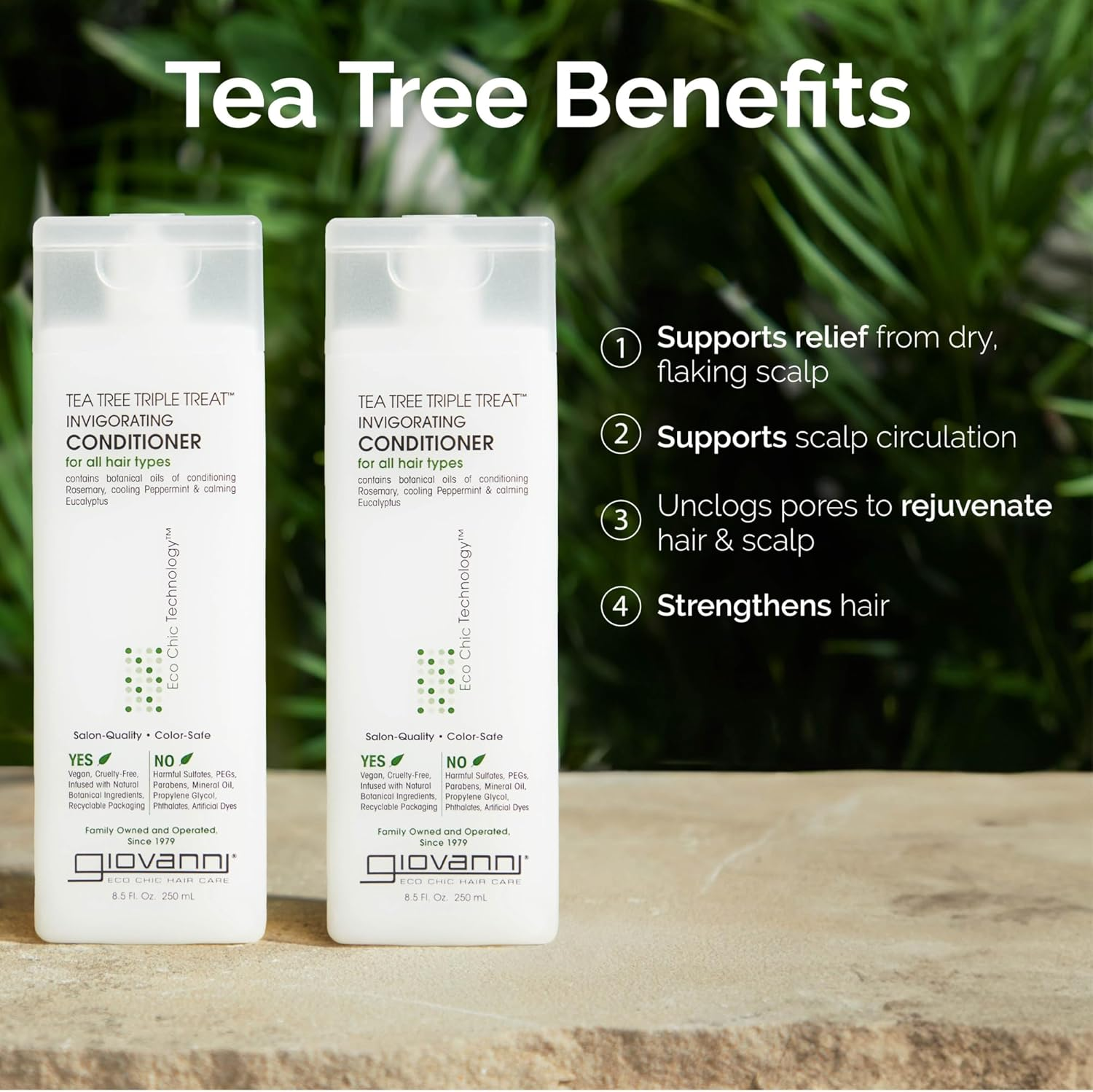 GIOVANNI Tea Tree Triple Treat Invigorating Conditioner - Cooling Peppermint, Eucalyptus, Rosemary, Helps Dry Flaking Scalp, Paraben Free, Helps to Moisturize, Smooth & Detangle - 128 Oz image number 5