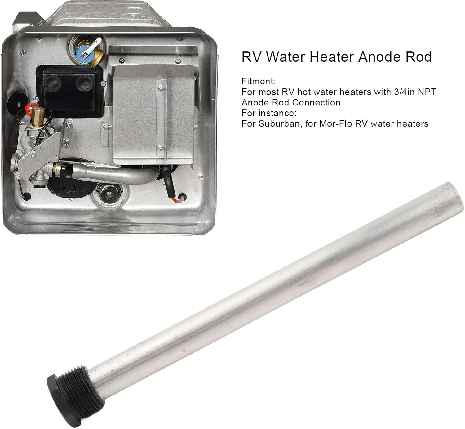 Jiawu 2 Pack RV Water Heater Anode Rods, Anode Rod for Hot Water Heater RV, 9.25In Length, 3/4In NPT image number 2