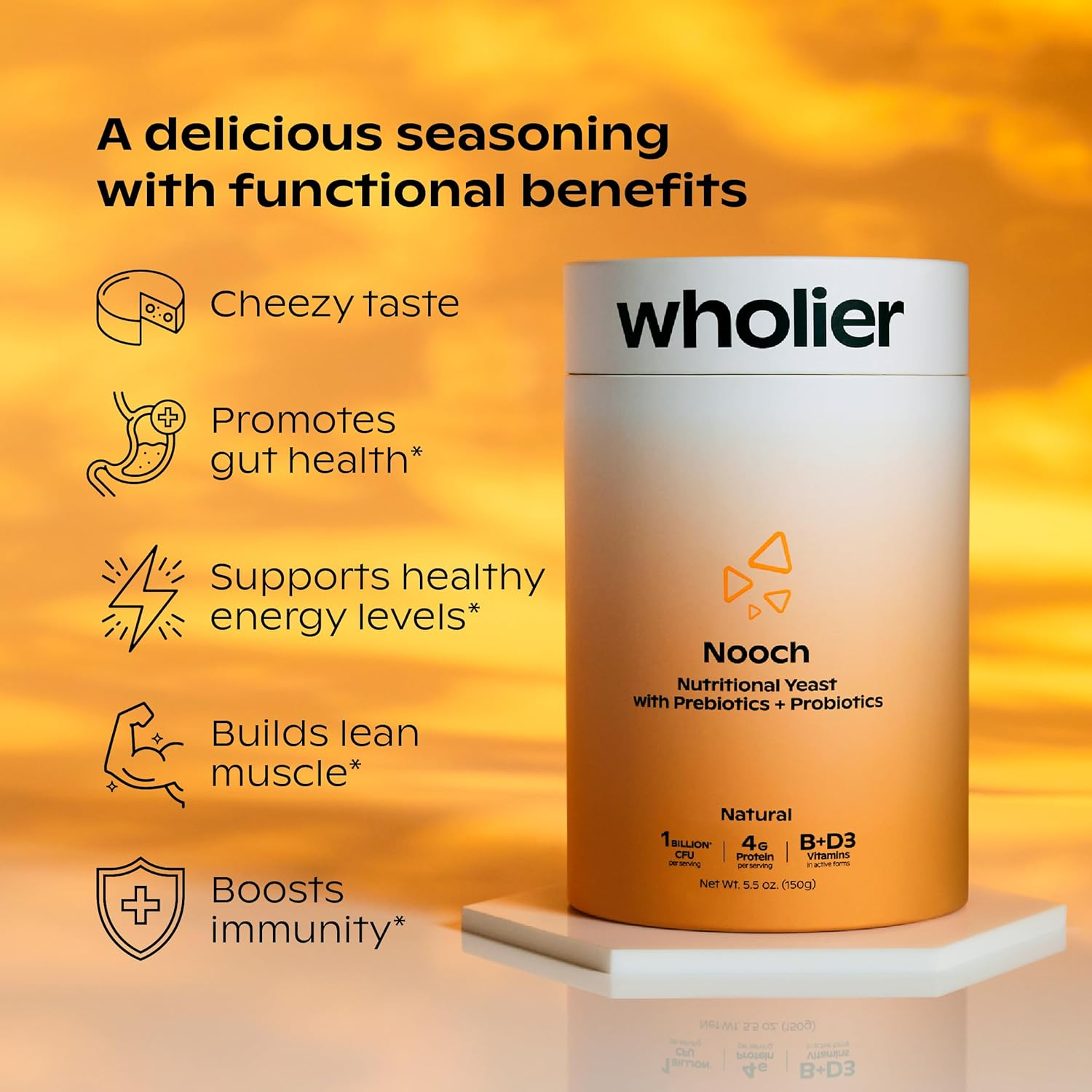 Wholier Nutritional Yeast Flakes with Prebiotics & Probiotics for Digestive Health. Vegan Vitamin D, Vitamin B12, B Complex. Gluten-Free, Vegan Cheesy Seasoning. (5.3 Oz.) (Sweet Cayenne BBQ) image number 2