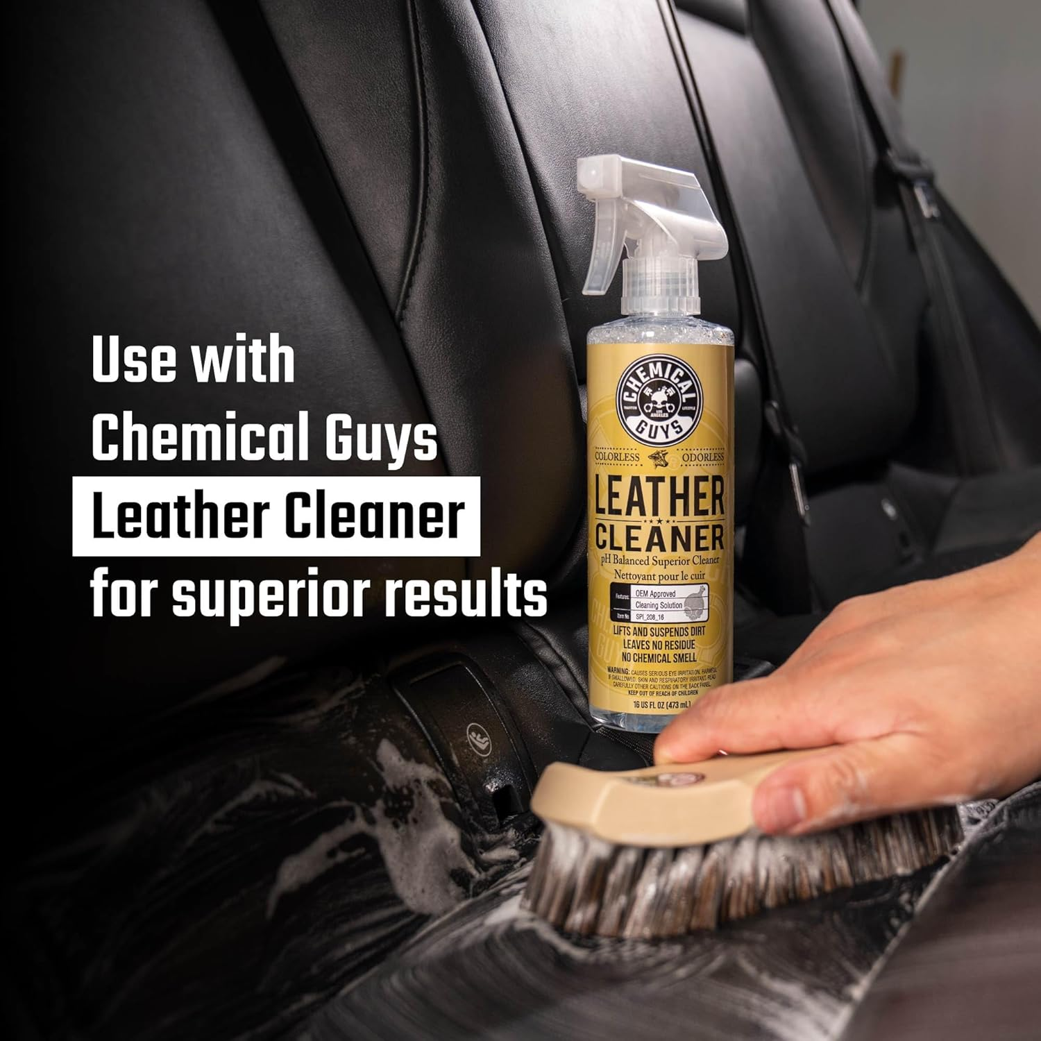 Chemical Guys Acc_S95 Long Bristle Horse Hair Leather Cleaning Brush, 1 Pack image number 1