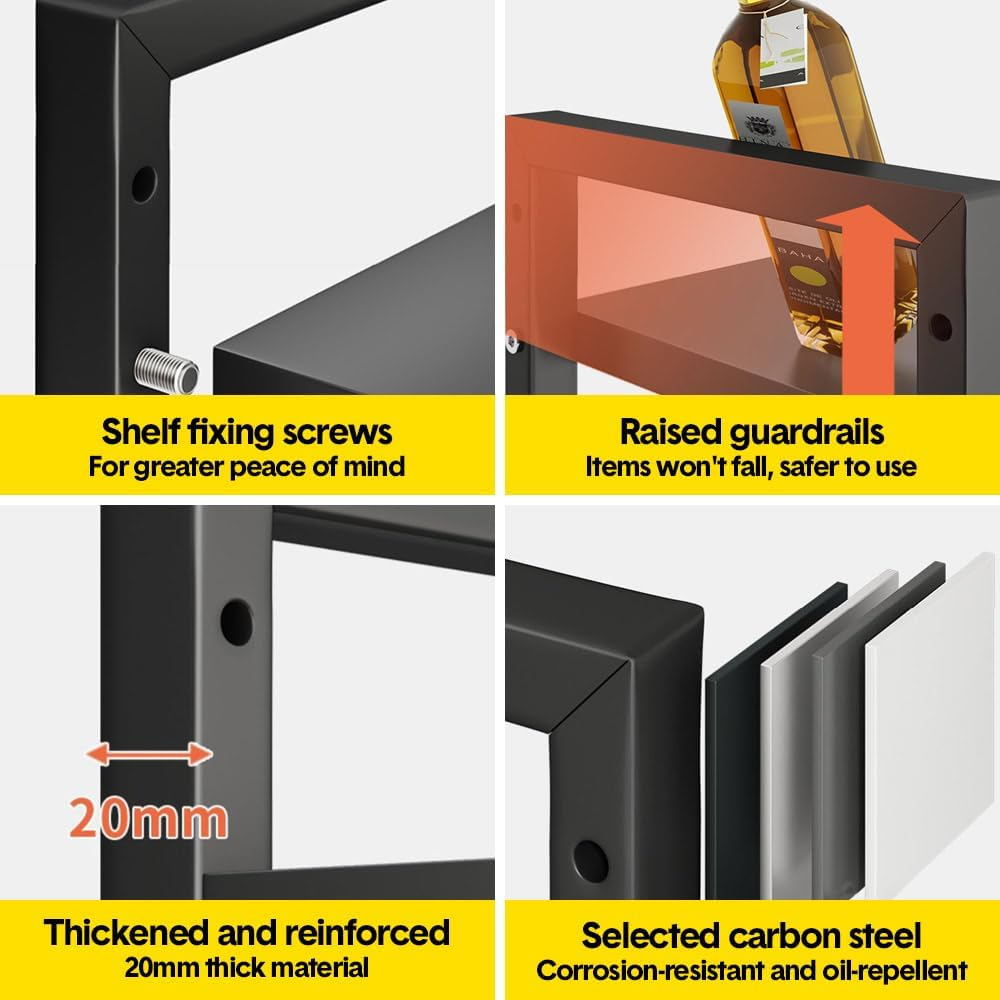 ALSTON 3-Tier Microwave Stand Oven Rack Height Adjustable and Extendable Stainless Steel Kitchen Storage Shelf with 6 Hook over the Kitchen Counter Max Load 75Kg image number 4